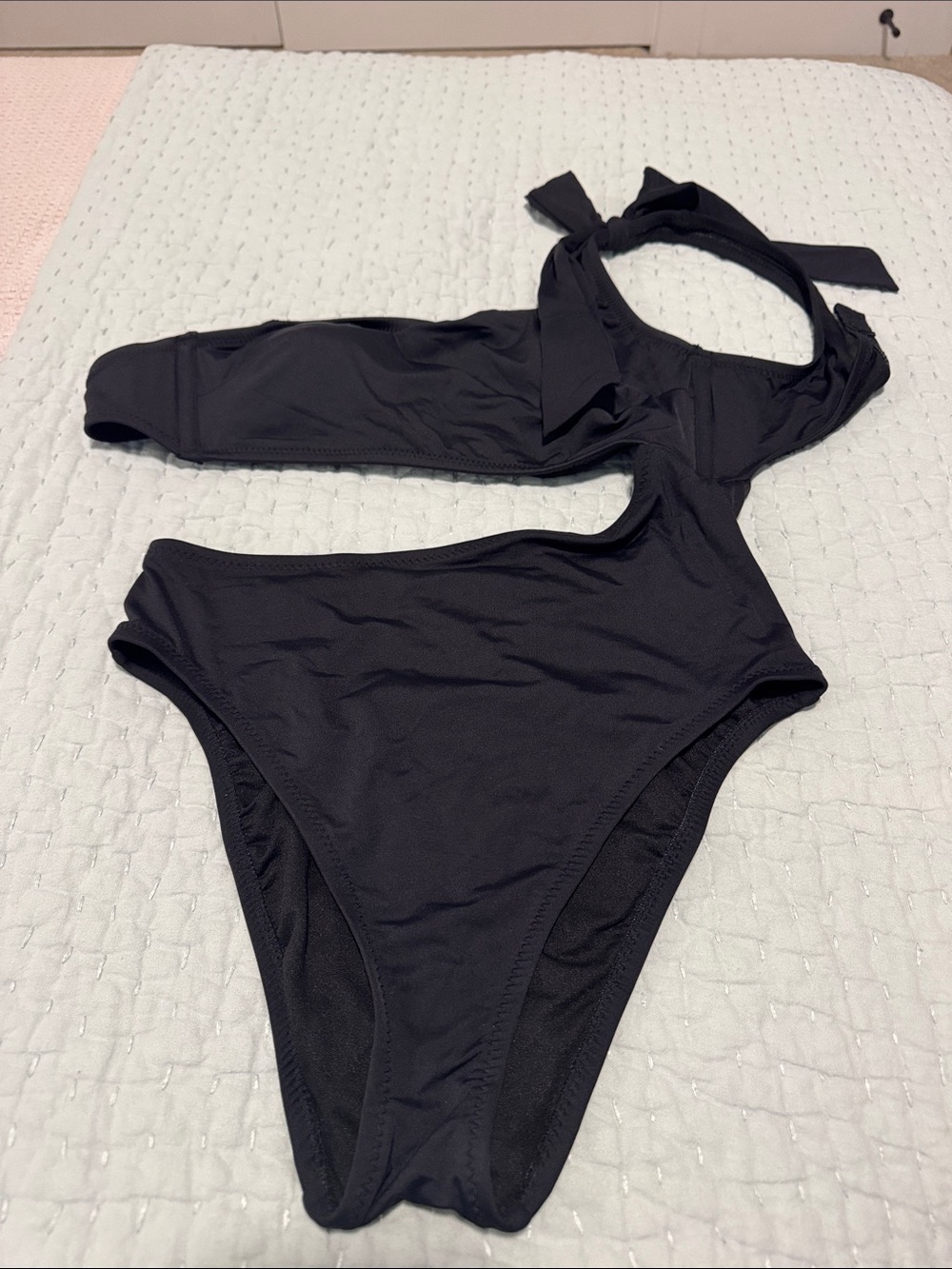 Shade and Shore One Shoulder Bow Cutout Swimsuit